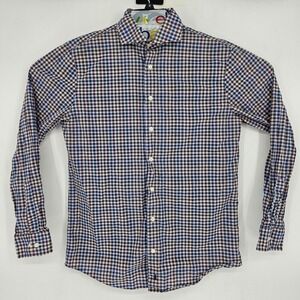 Johnnie O Shirt Mens Medium Button Down Long Sleeve Plaid Casual Blue Preppy